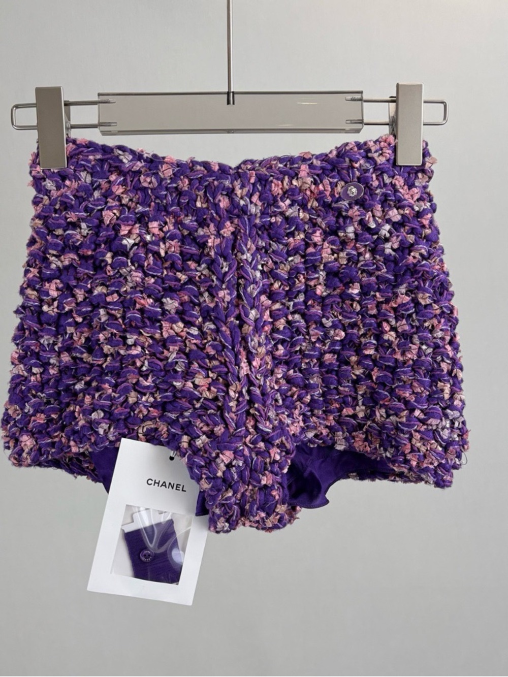 🚩steal CHANEL Purple Bouclé High-Waist Knit Shorts